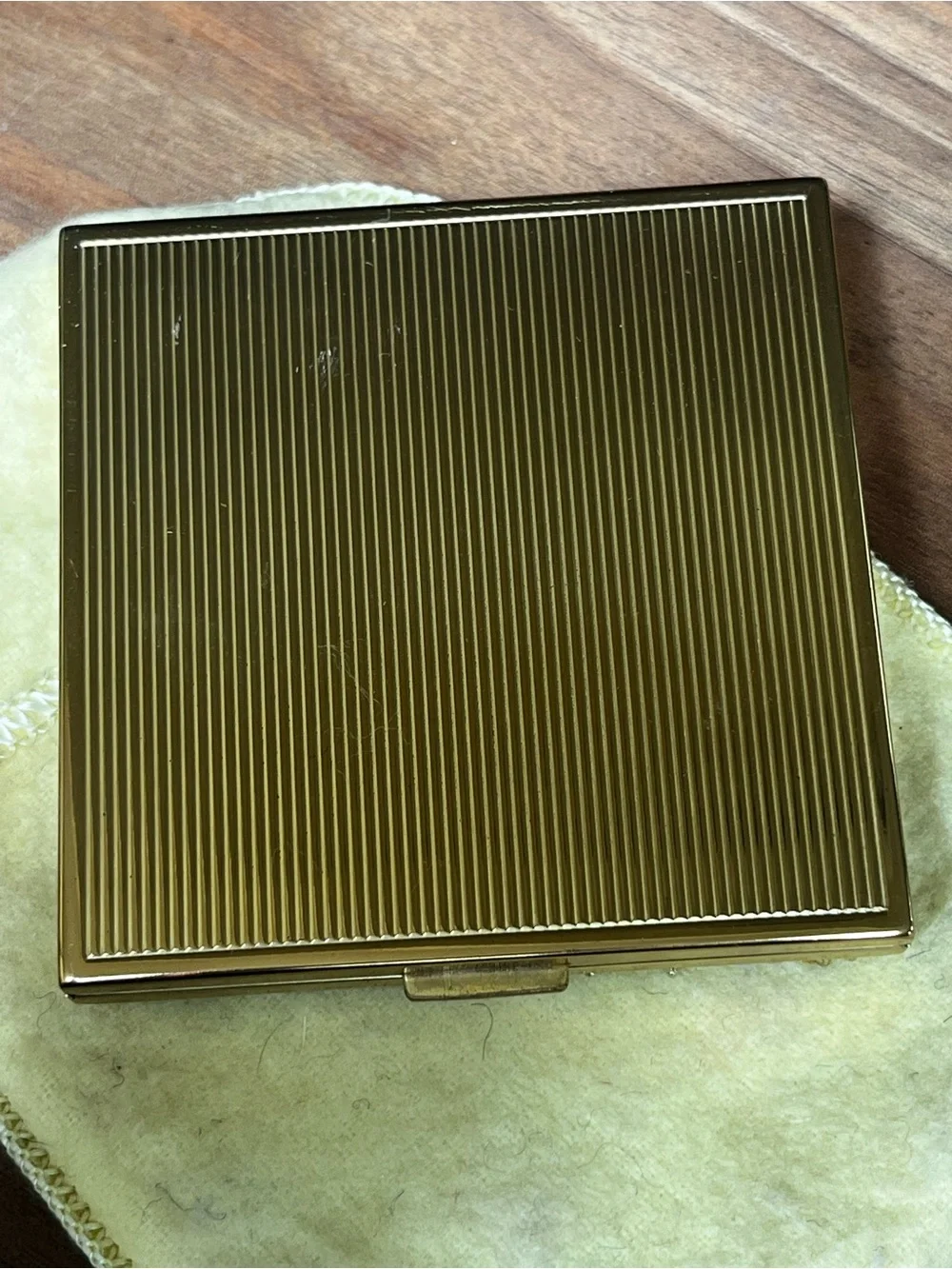 Vintage Evan’s Gold Silver Floral Crystal Accent Powder Compact Mirror -
